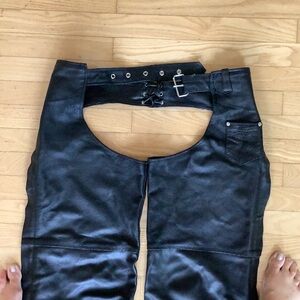Black Leather Chaps with Silver Accents Sz M